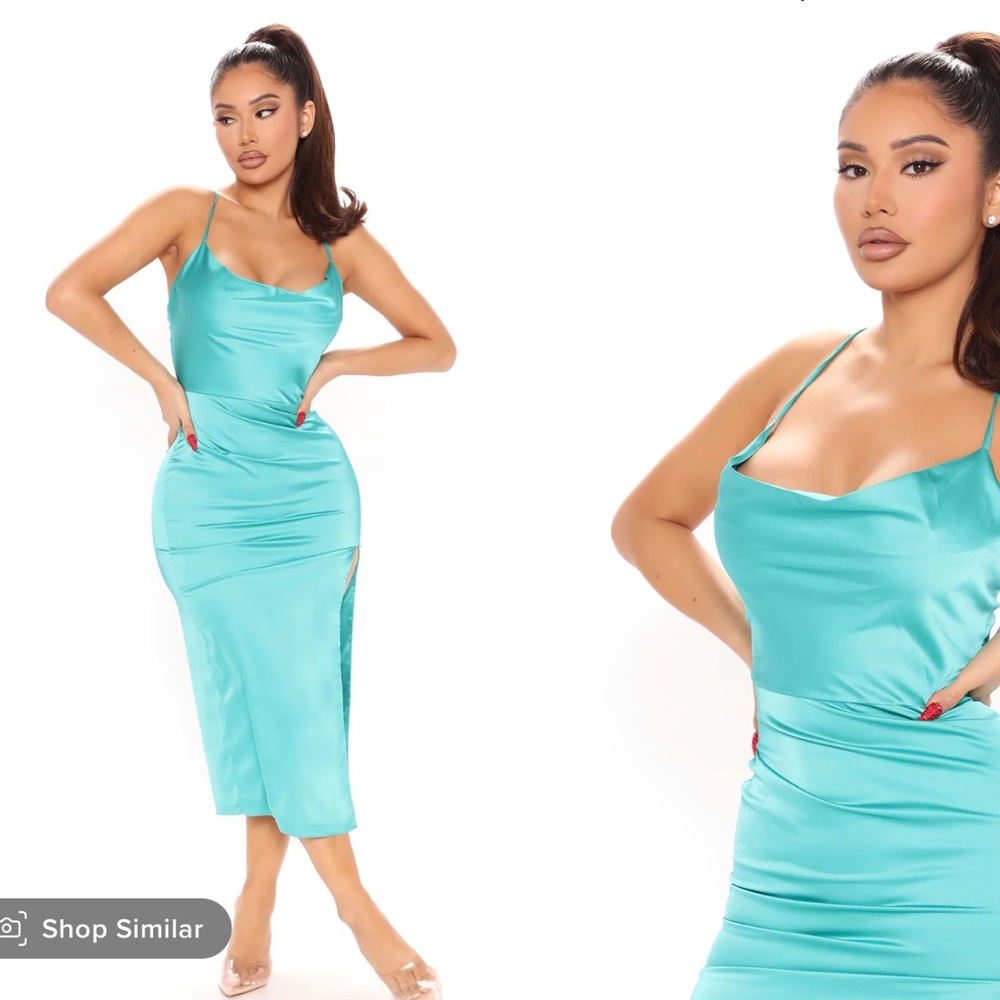 Turquoise midi fashion nova dress XS